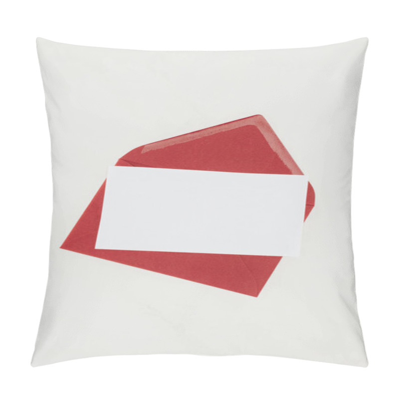 Personality  Top View Of Red Envelope With Blank Paper Isolated On White Pillow Covers