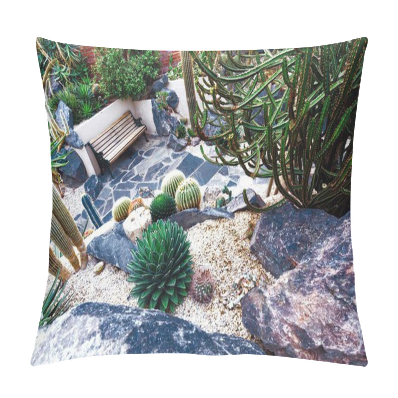 Personality  Experience The Unique Beauty Of A Cactus And Succulents Garden Through This Striking Photograph. The Image Showcases A Wide Range Of Colors, Textures, Shapes, And Sizes That These Drought-resistant Pillow Covers