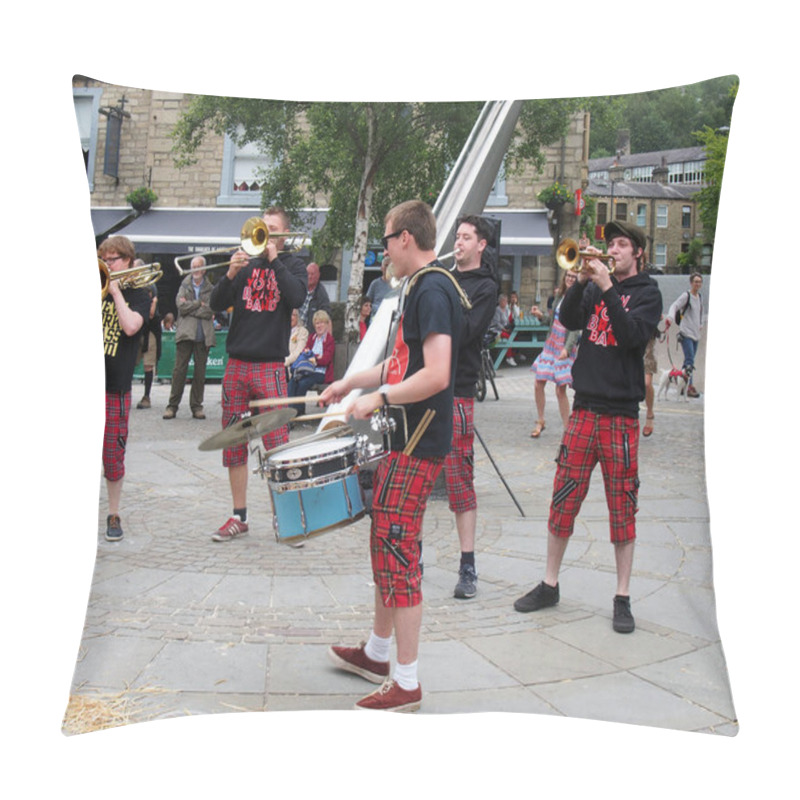 Personality  The New York Brass Band Playing In The Town Square At The Hebden Bridge Public Arts Festival Pillow Covers