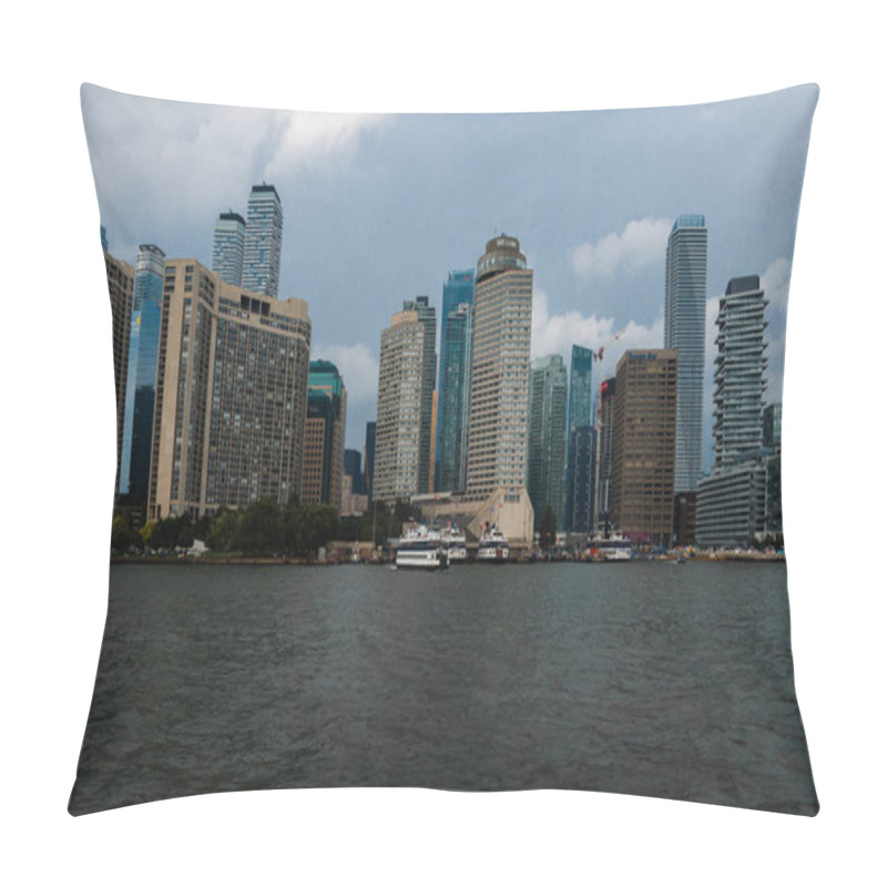 Personality  Downtown Skyline In Financial District - Condos, Office Buildings, Harbor Front Port With Ferry Ships.  General Plan. Skyline Toronto, Ontario, Canada Pillow Covers