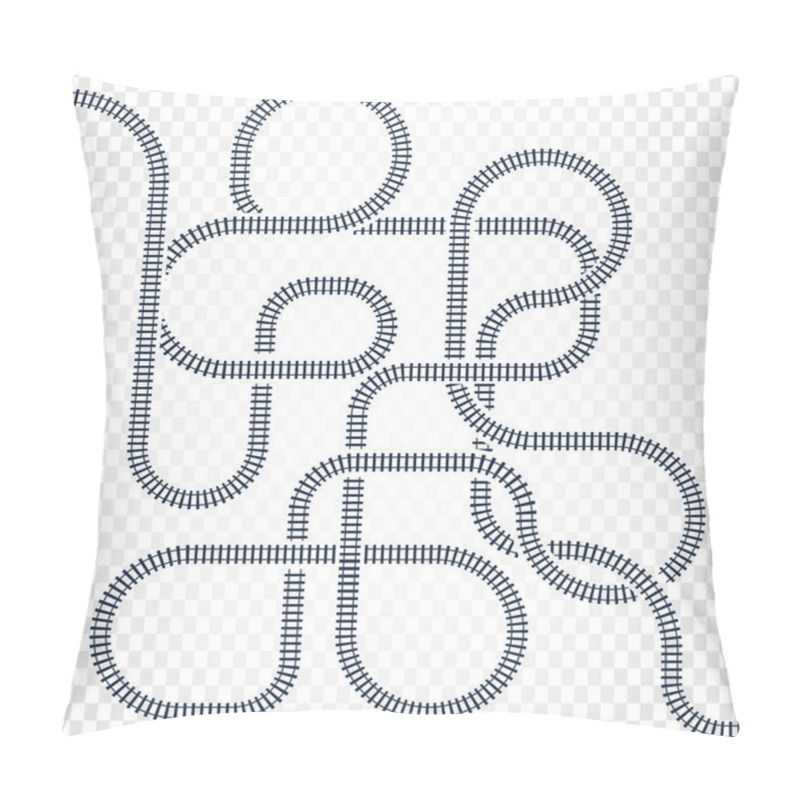 Personality  Railway Line, Labyrinth And Nodes. Map Of The Tramway For Trains With Turns And Bridges Vector Illustration Pillow Covers