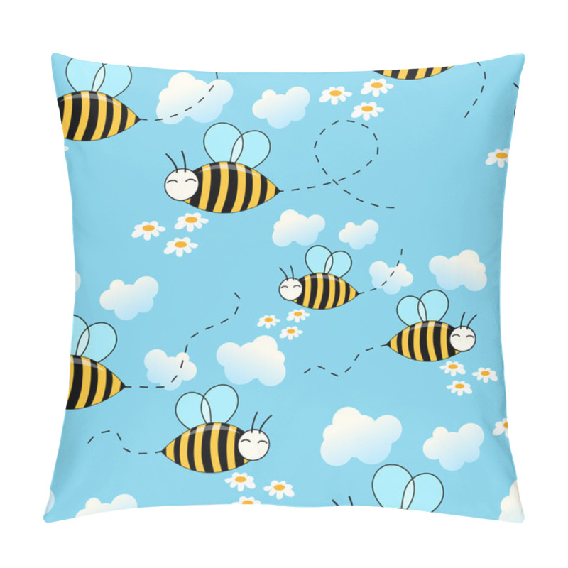 Personality  Seamless Cute Flying Bees Background Pillow Covers