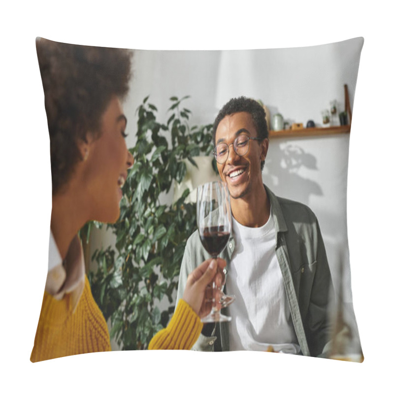 Personality  A Group Of Friends Sharing A Delicious Thanksgiving Meal Filled With Laughter And Joy. Pillow Covers