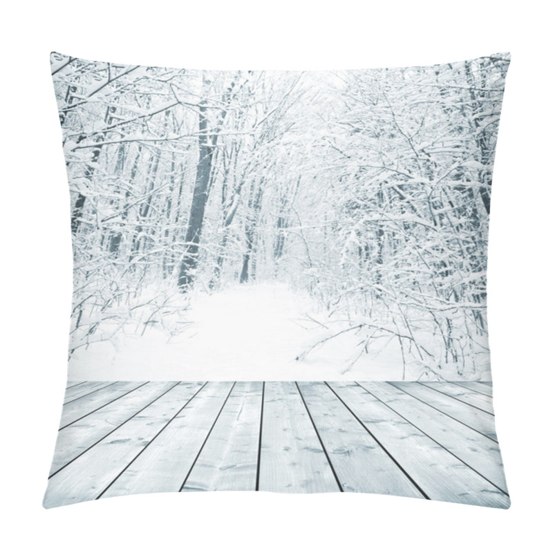 Personality  Winter Forest With Snow And Floor Pillow Covers