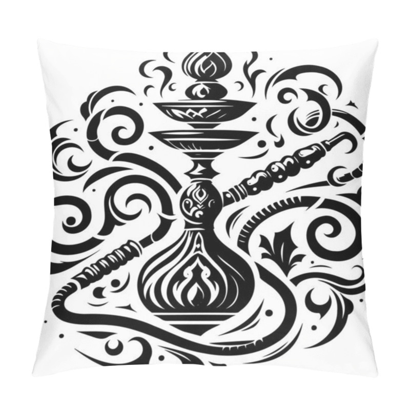 Personality  Elegant Floral Hookah Illustration In Stencil Minimalist Style Pillow Covers