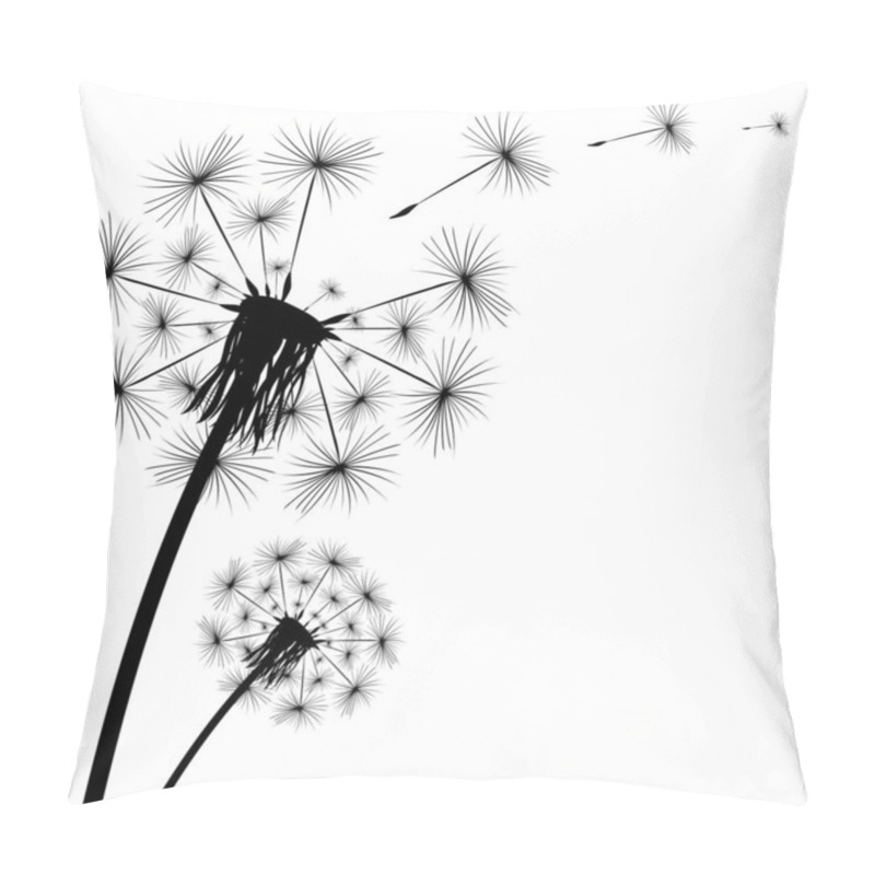 Personality  Black Silhouette Of A Dandelion On A White Background Pillow Covers