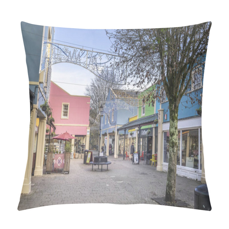 Personality  Frome Town Centre Shopping Precinct Festooned With Christmas Lights In Market Place, Frome, Somerset, UK On 28 November 2024 Pillow Covers