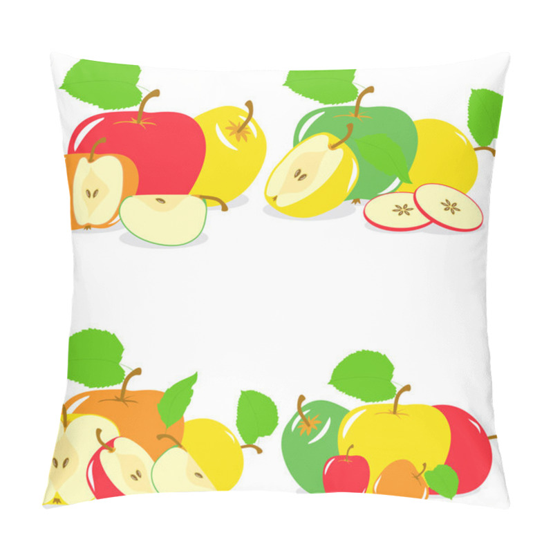 Personality  Green And Red Apples Slices, Collection Of Vector Illustrations On A Transparent Background Pillow Covers