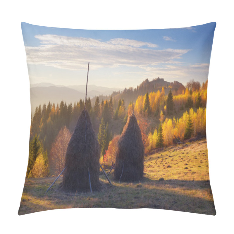 Personality  Haystacks In Mountain Village  Pillow Covers