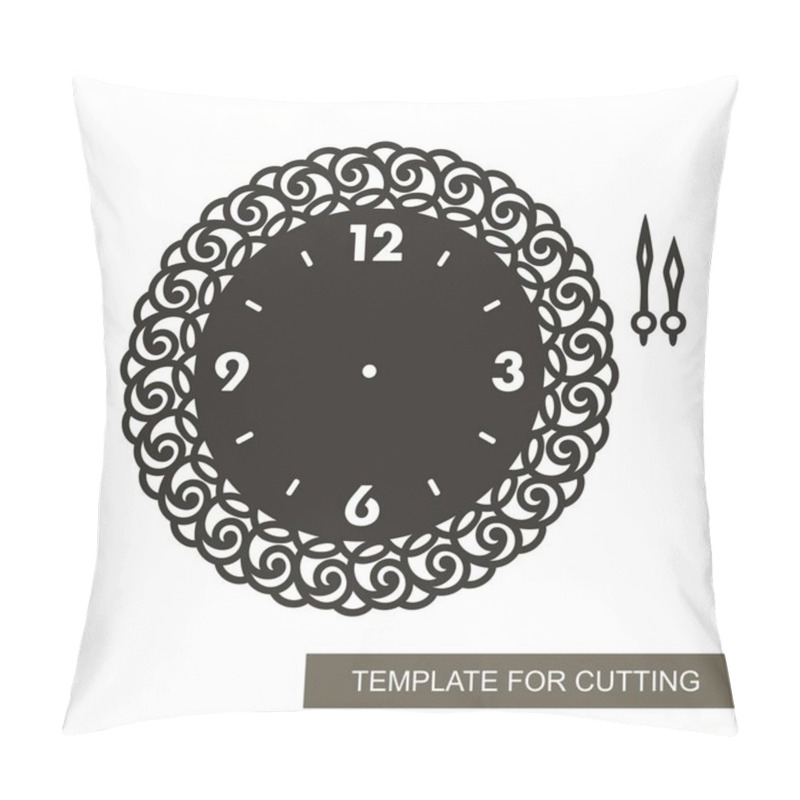 Personality  Openwork Dial With Arrows And Arabic Numerals. Silhouette Of Clock On White Background. Decor For Home. Template For Laser Cutting, Wood Carving, Paper Cut And Printing. Vector Illustration. Pillow Covers