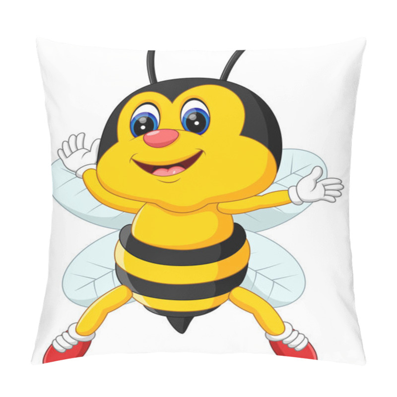 Personality  Cute Bee Cartoon Flying Of Illustration Pillow Covers