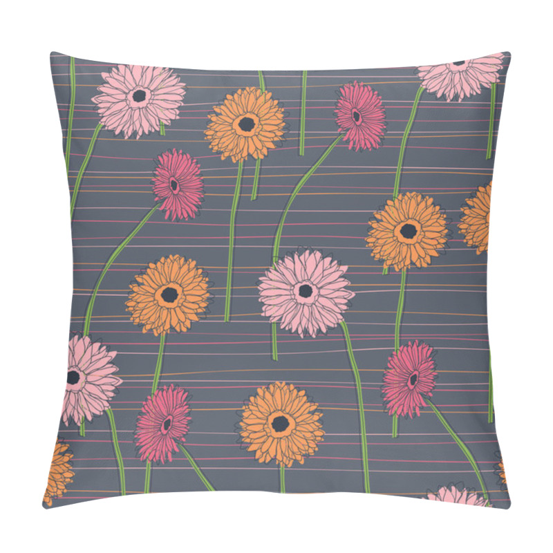 Personality  Seamless Pattern With Hand Drawn Gerberas Pillow Covers