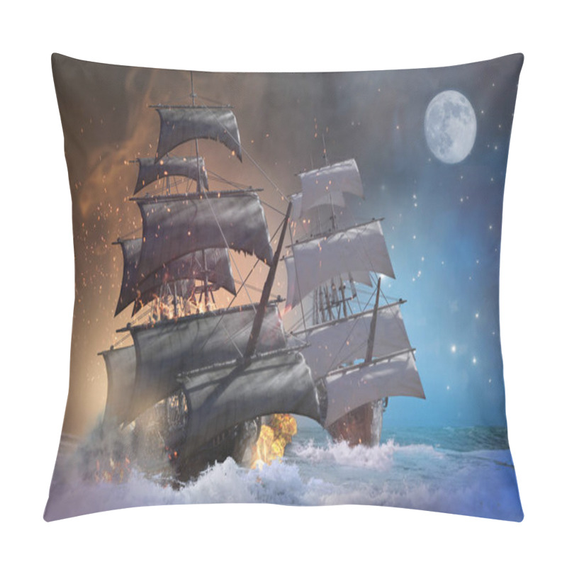 Personality  Sea Battle Pirate Ship 3d Render Pillow Covers