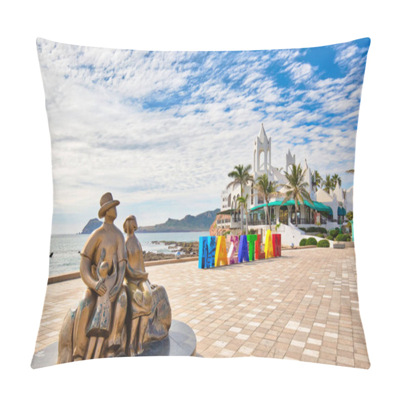 Personality  Mazatlan, Mexico-10 December, 2018: Big Mazatlan Letters At The Entrance To Golden Zone (Zona Dorada), A Famous Touristic Beach And Resort Zone In Mexico Pillow Covers