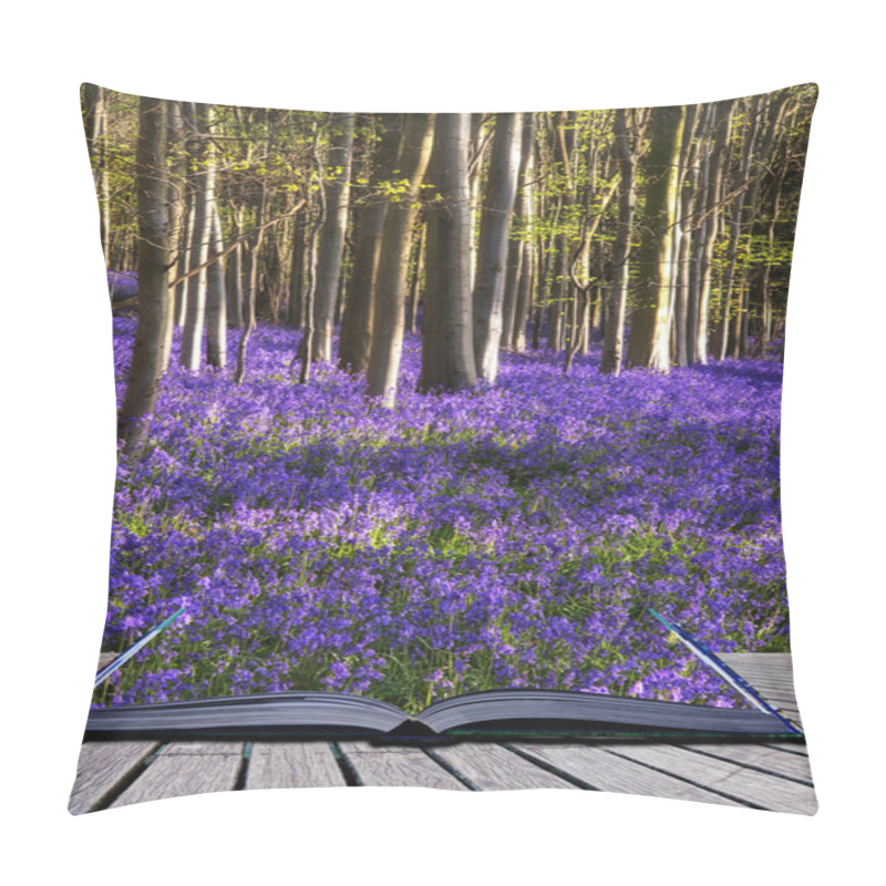 Personality  Creative Concept Image Stunning Bluebell Flowers In Spring Fores Pillow Covers