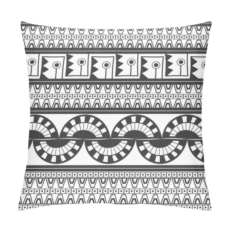 Personality  Tribal Pattern Monochrome Seamless Vector. Ethnic Black White Background Pillow Covers