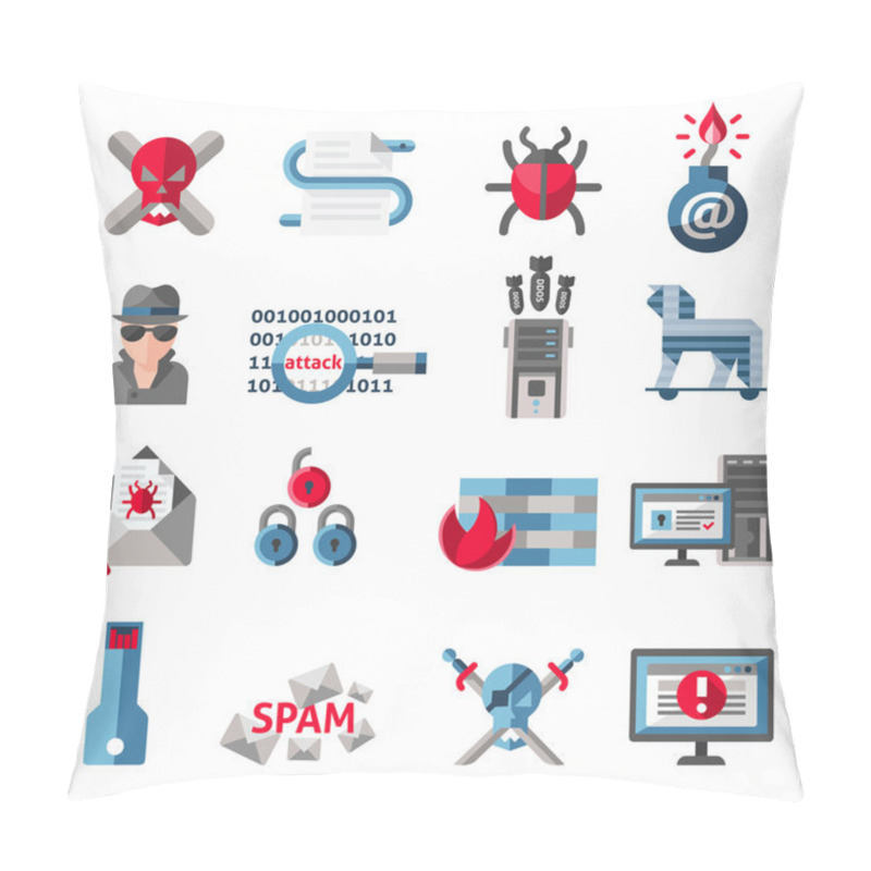 Personality  Hacker Icons Set Pillow Covers