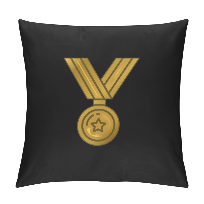 Personality  Award Gold Plated Metalic Icon Or Logo Vector Pillow Covers