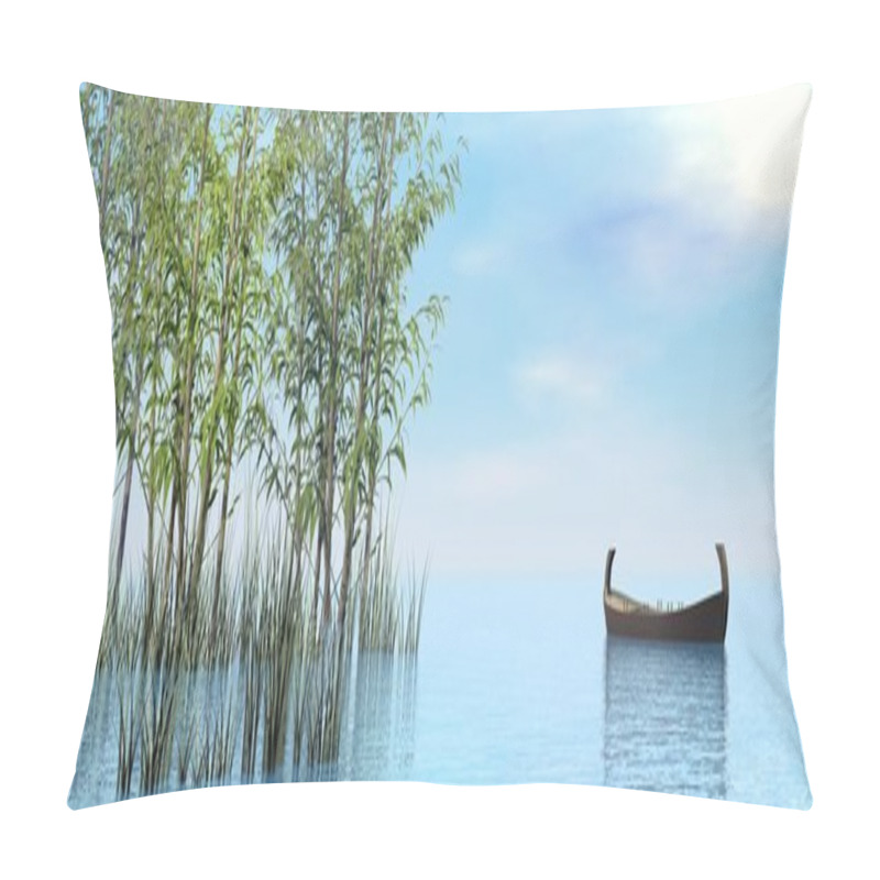 Personality  Peaceful Wood Boat - 3D Render Pillow Covers