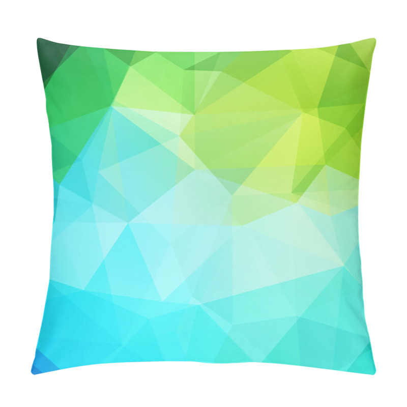 Personality  Geometric Pattern, Polygon Triangles Vector Background In Blue And Green Tones. Illustration Pattern Pillow Covers