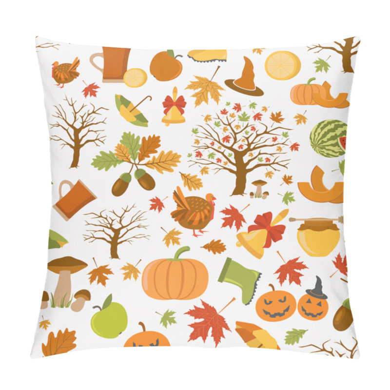 Personality  Autumn Seamless Pattern. Halloween And Thanksgiving Day. Flat De Pillow Covers