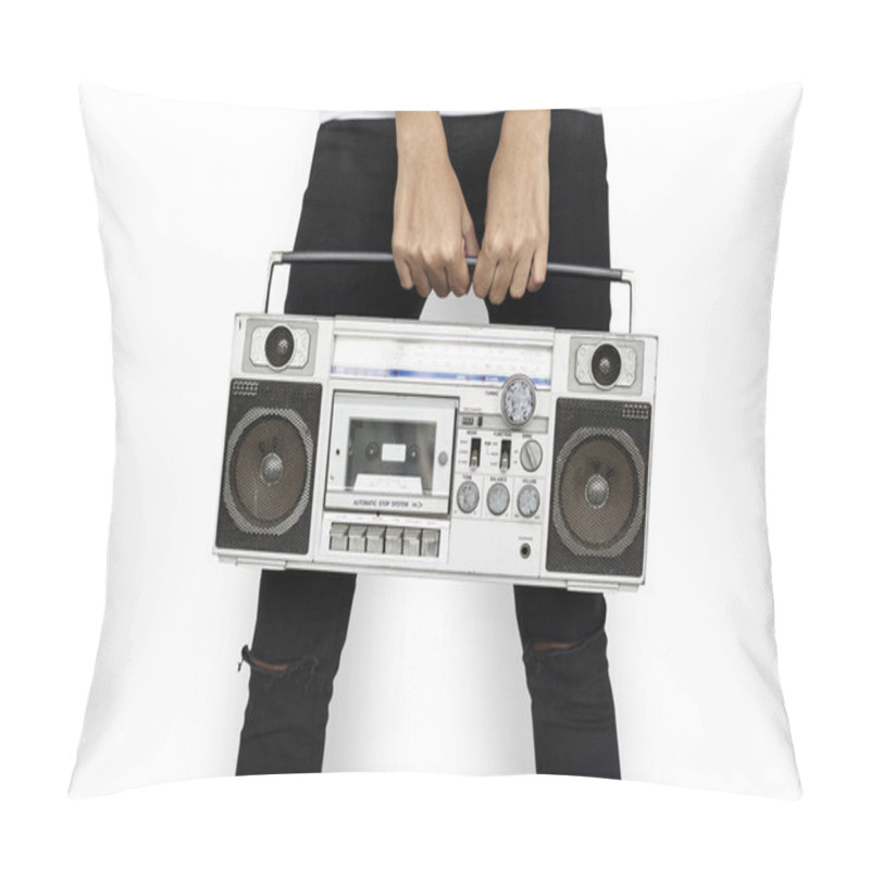 Personality  Person Holding Old Retro Radio Pillow Covers