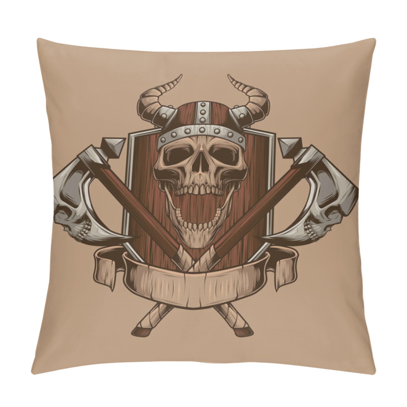 Personality  Vikings Illustration. Skulls Vector. Print Design. Pillow Covers