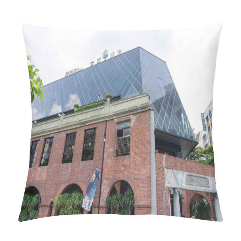 Personality  Exterior Of Miyahara. A Red-brick Architecture Old Ophthalmology Clinic Has Been Transformed Into A Popular Landmark For Tea, Dessert, And Dining In Taichung, Taiwan - AUG 27, 2019 Pillow Covers