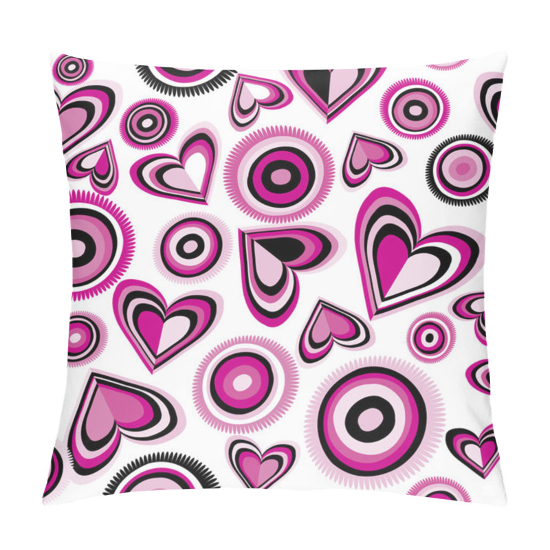 Personality  Background With Pink Hearts And Circles Pillow Covers