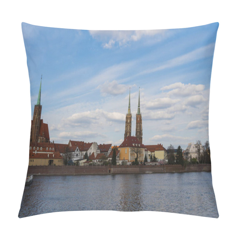 Personality  View Of Cathedral Of St John Baptist And River In Wroclaw Pillow Covers