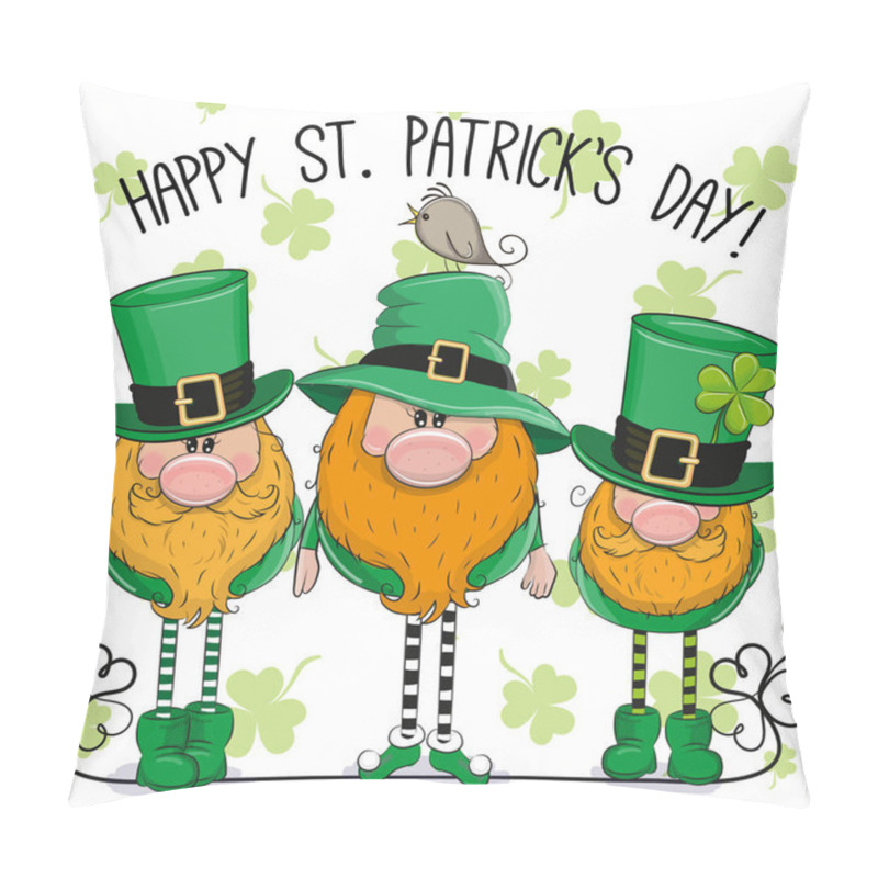 Personality  St Patricks Greeting Card With Three Leprechauns Pillow Covers