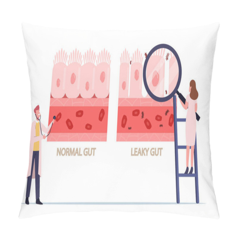 Personality  Comparison Of Normal And Sick Gastrointestinal Tract Tissue, Leaky Gut Syndrome. Healthy And Inflamed Intestinal Cells Pillow Covers