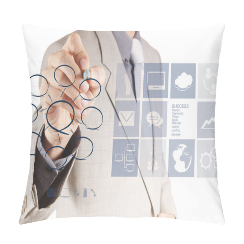 Personality  Businessman Hand Drawing An Empty Diagram Pillow Covers