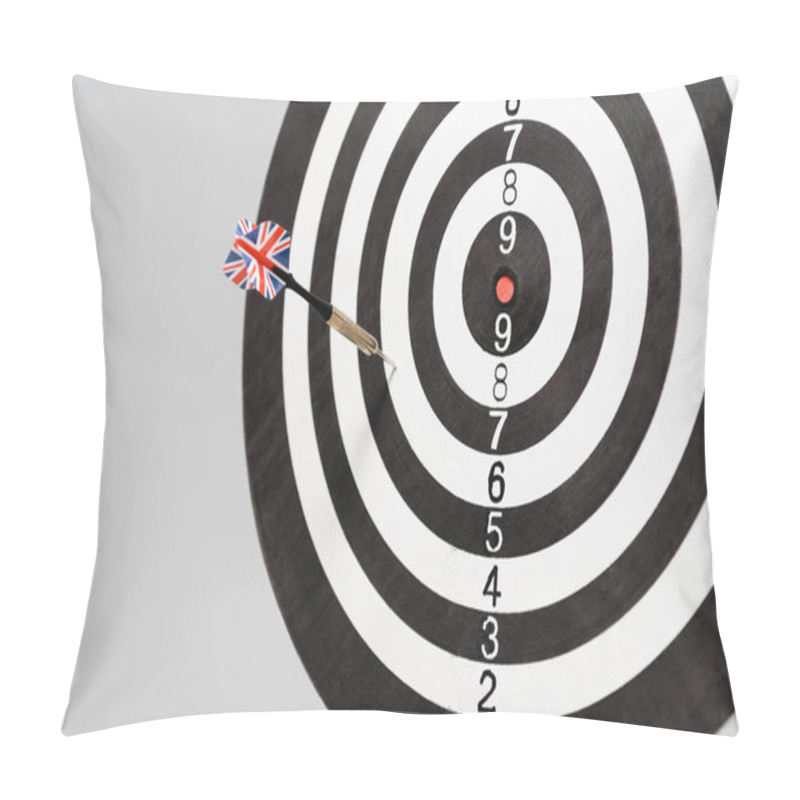 Personality  Dart In Darts Board Isolated On Grey With Copy Space Pillow Covers