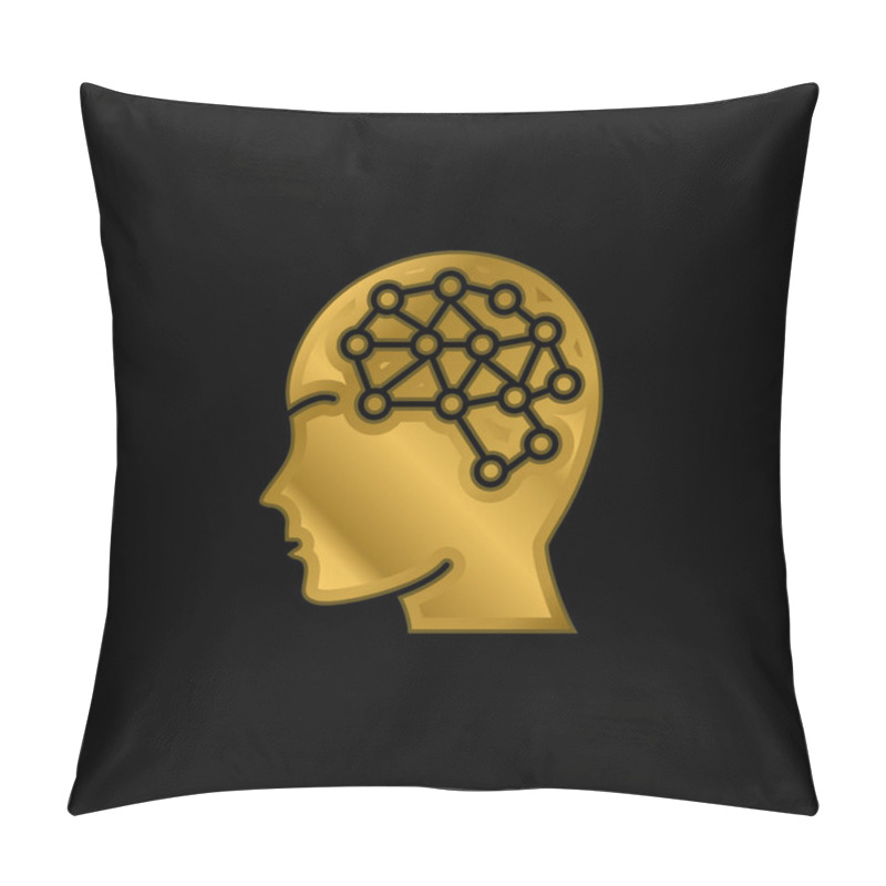 Personality  Artificial Intelligence Gold Plated Metalic Icon Or Logo Vector Pillow Covers