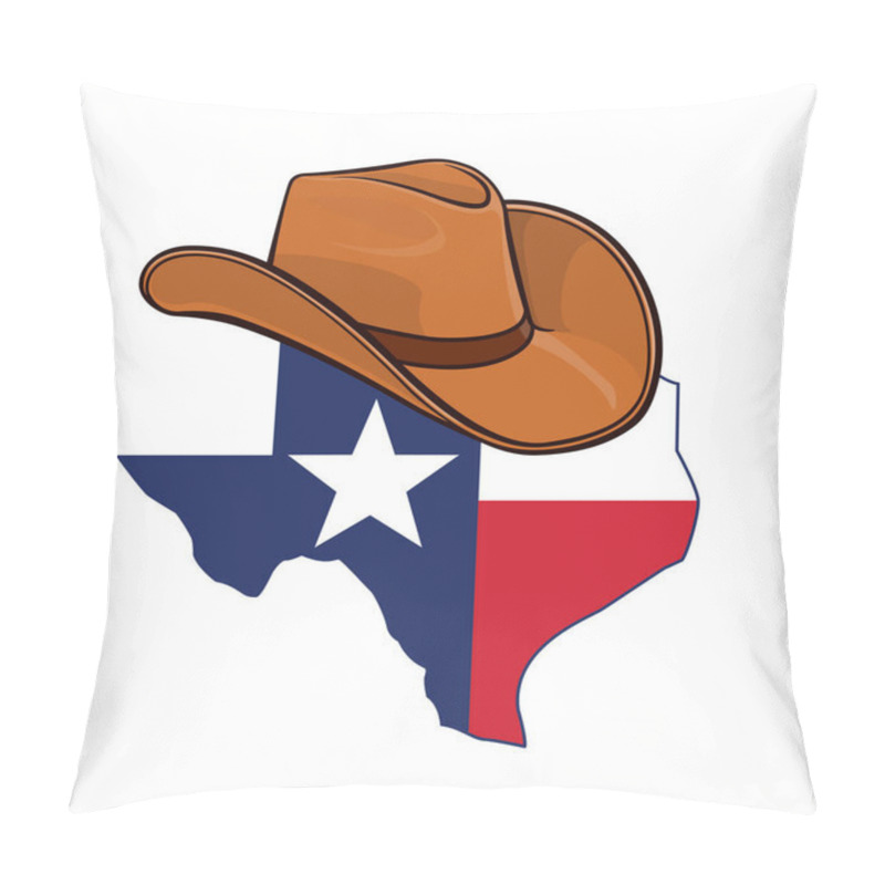 Personality  Texas State Map With Flag And Cowboy Hat Pillow Covers