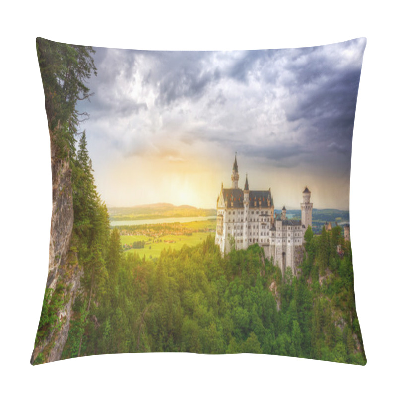 Personality  Neuschwanstein Castle In The Bavarian Alps At Sunset Pillow Covers