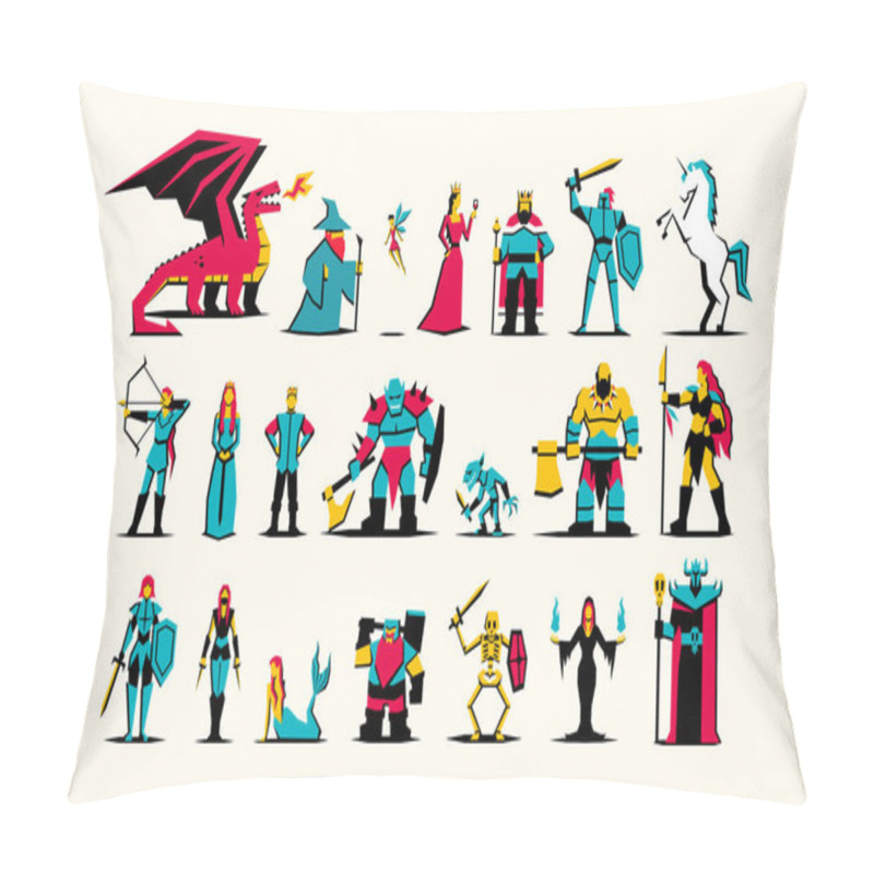 Personality  Set Of RPG Medieval Fantasy Characters Isolated Pillow Covers