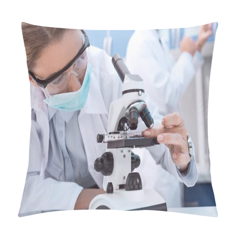 Personality  Scientist Using Microscope Pillow Covers