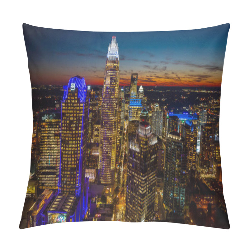 Personality  Aerial View Of The Queen City, Charlotte, North Carolina At Night Pillow Covers