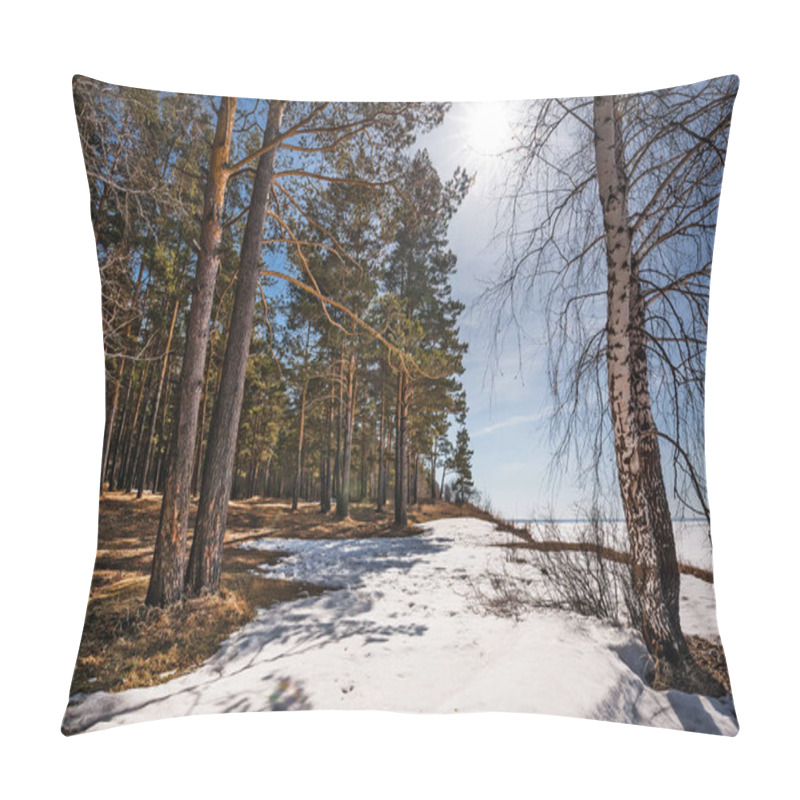 Personality  The Coast Of The Ob Sea In The Spring. Berdsk, Novosibirsk Region, Western Siberia - April 11, 2021 Pillow Covers