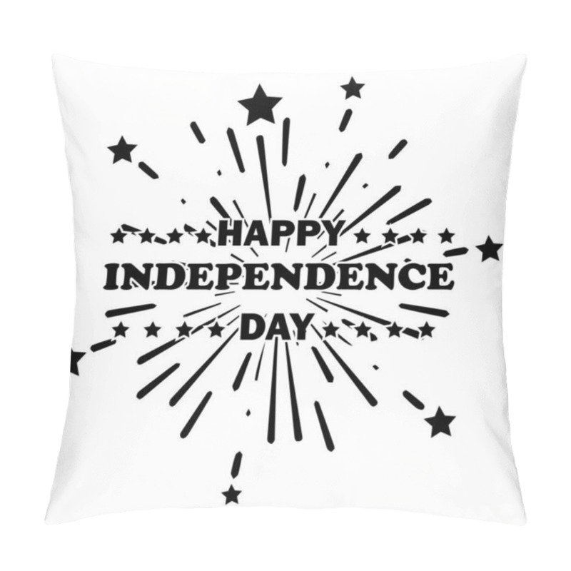 Personality  Happy Independence Day Text Over Fireworks Background. 4th Fourth Of July Holiday Celebration America USA. Black Poster Illustration Isolated On A White Background. EPS Vector  Pillow Covers