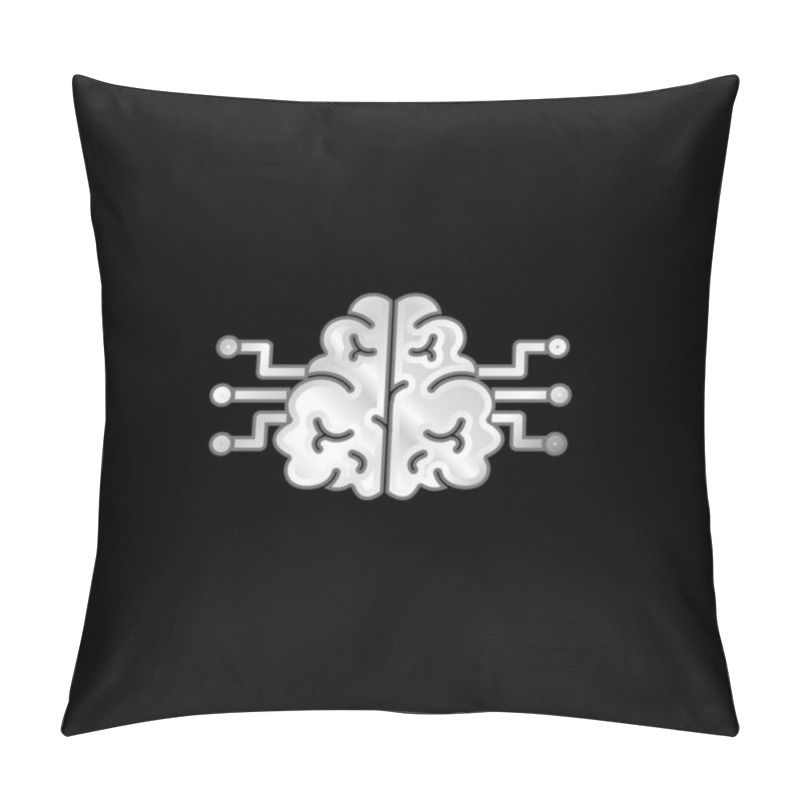 Personality  Brain Silver Plated Metallic Icon Pillow Covers