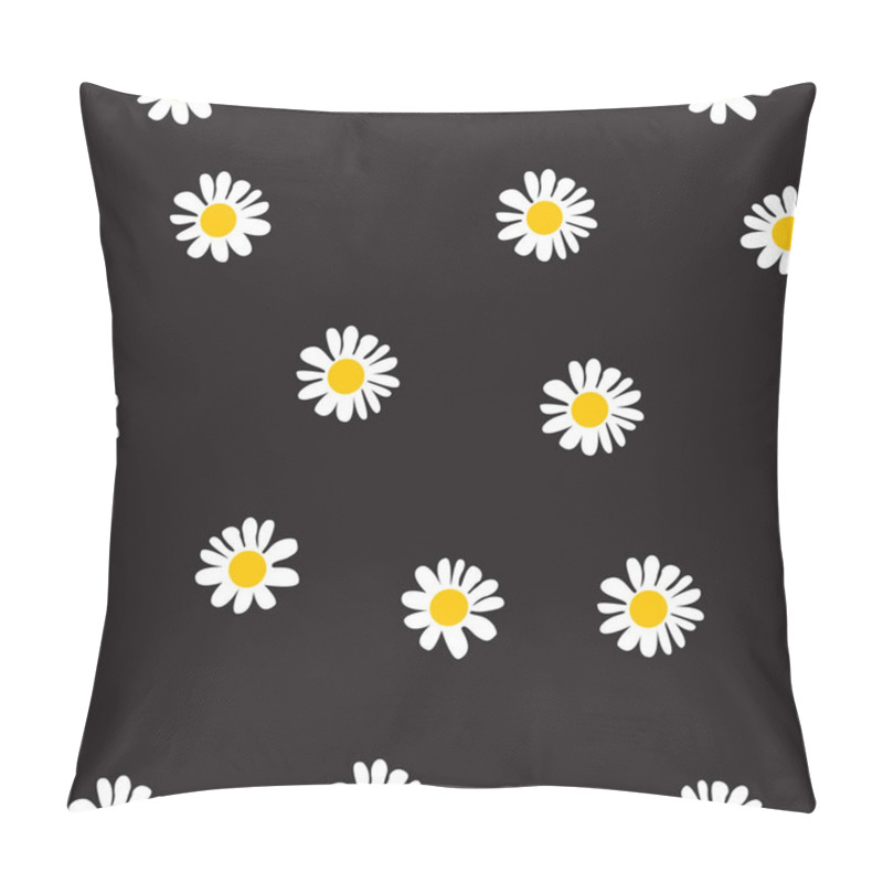 Personality  Vector Seamless Flower White And Yellow At Black Background  Pillow Covers