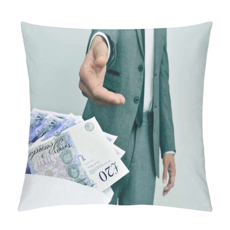 Personality  Man Taking An Envelope Full Of Pound Sterling Bills Pillow Covers