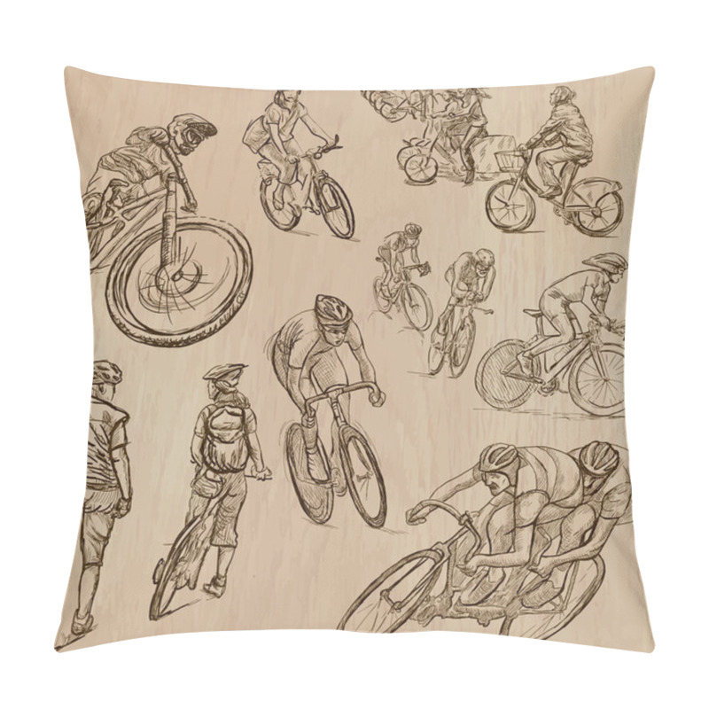 Personality  Cycling - An Hand Drawn Vector Pack Pillow Covers