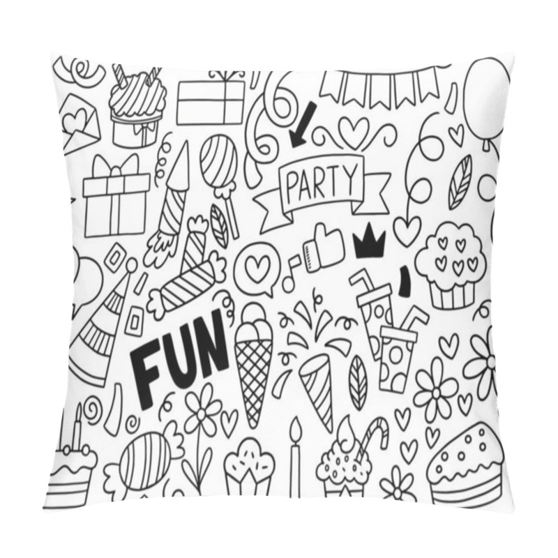 Personality  0112 Hand Drawn Party Doodle Happy Birthday Pillow Covers