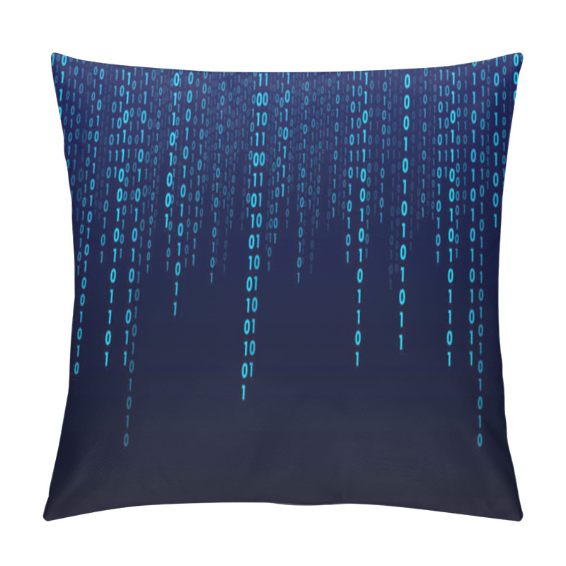 Personality  Matrix Technology Background. Cyber Security With Binary Code. Rapidly Falling Randomly Blue Numbers. Decoding Algorithms Hacked Software. Big Data Visualization. Pillow Covers