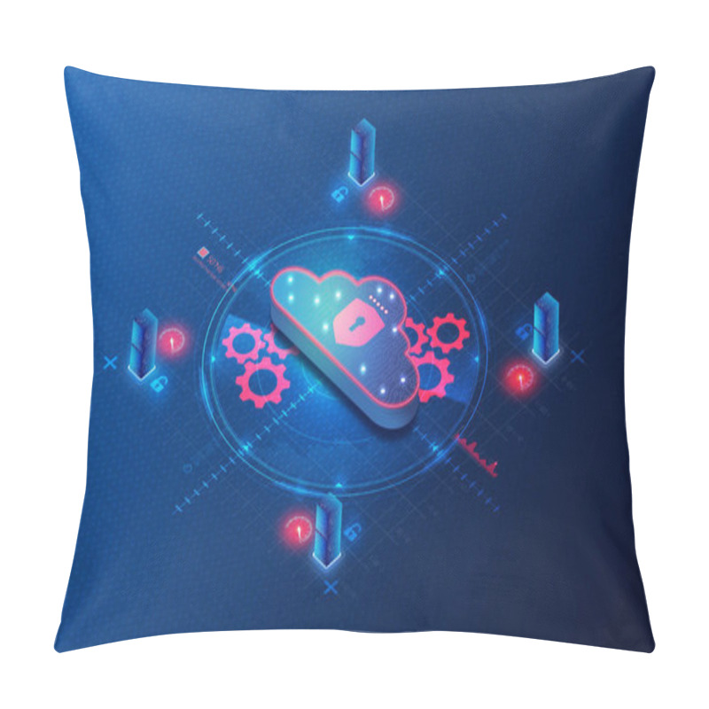 Personality  Cloud Workload Security And Cloud Workload Protection Concept - CWS And CWP - The Practice Of Protecting Workloads Run On Cloud Resources - 3D Illustration Pillow Covers