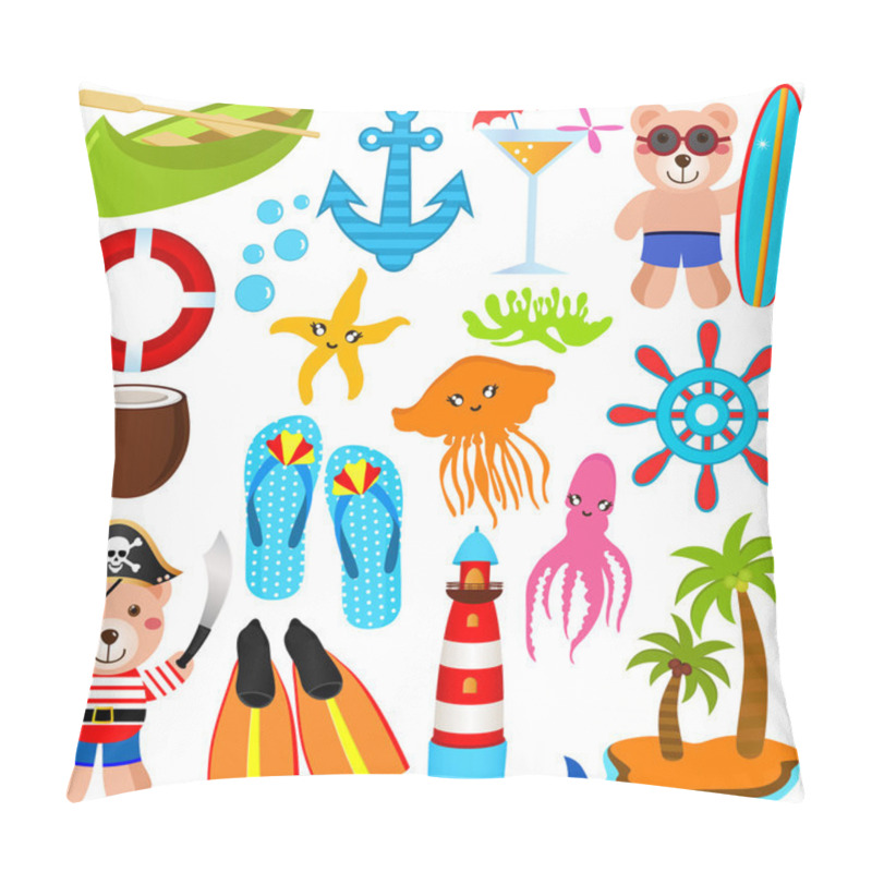 Personality  Bear Vector Icons : Summer Theme Pillow Covers